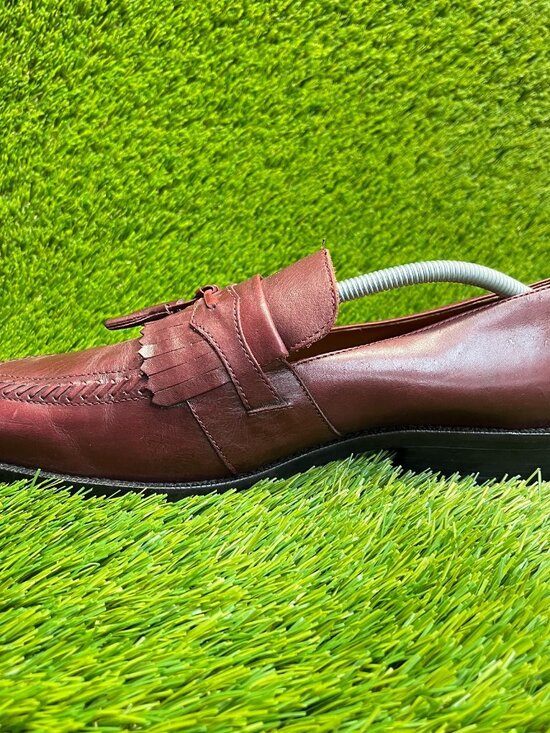 Harrison Gill Pluto Mens Size 12EE Burgundy Leather Tassel Wingtip Loafer Shoes main image 11